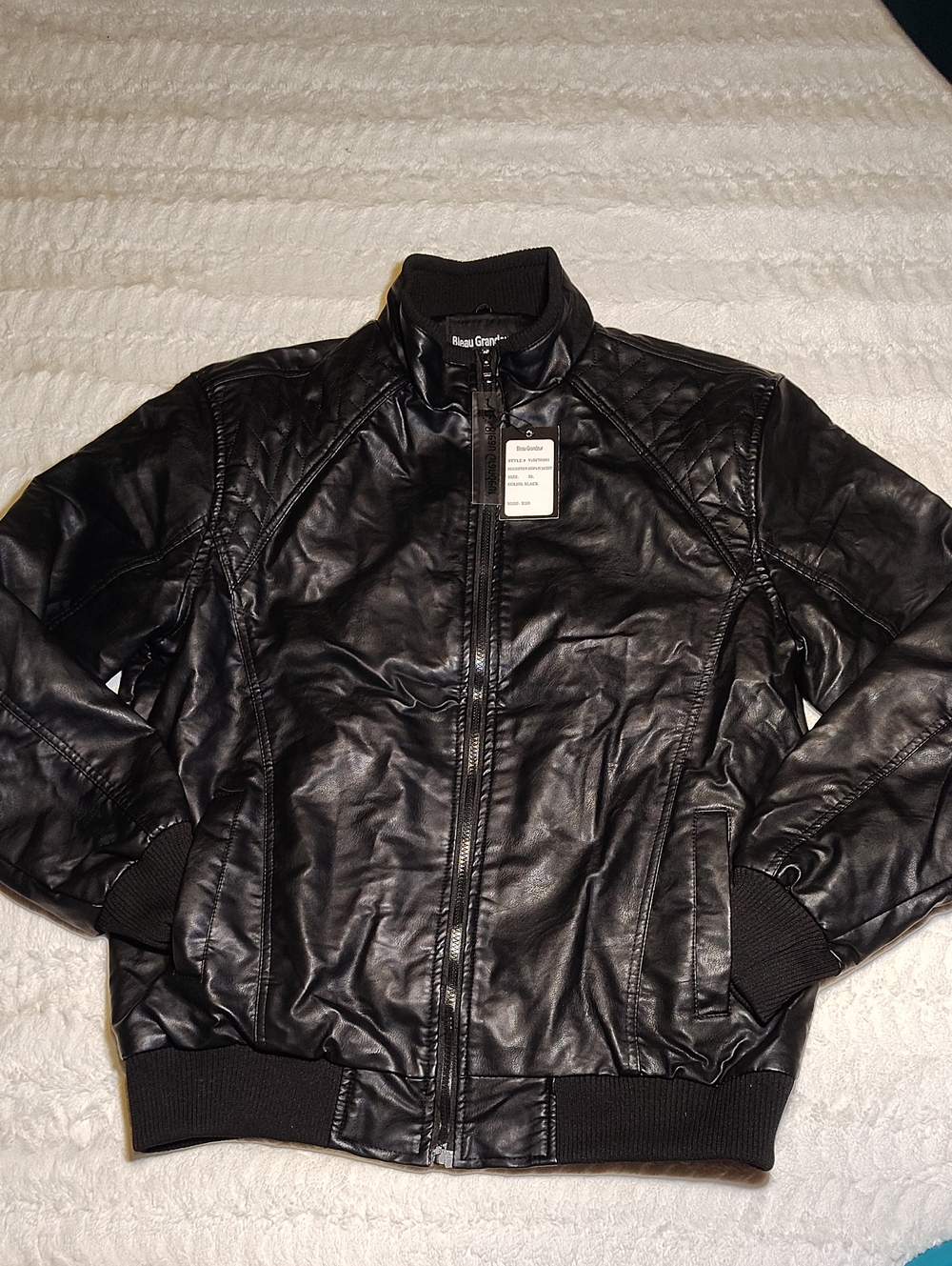 Black Faux Leather Bomber Jacket - Classic Men’s Zip Front